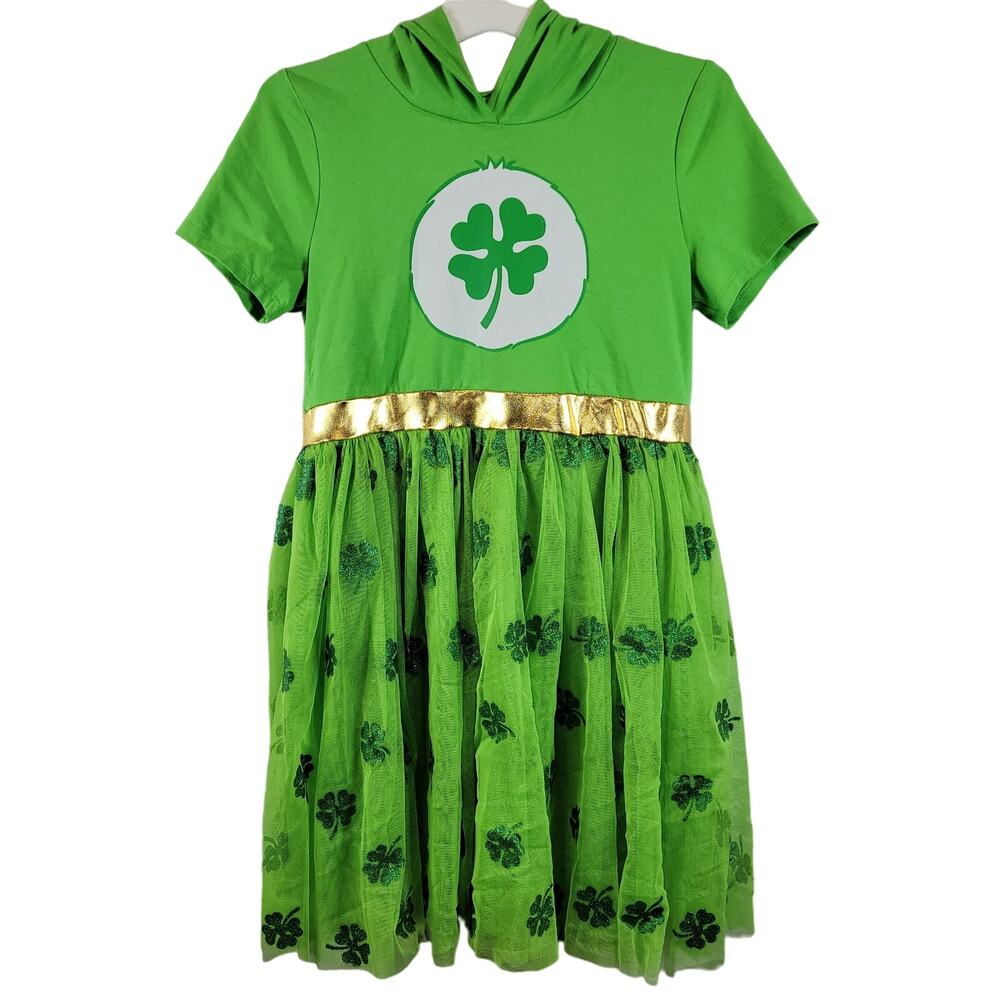 Care Bears Green Shamrock Dress w Hood, Size Youth M, NWT